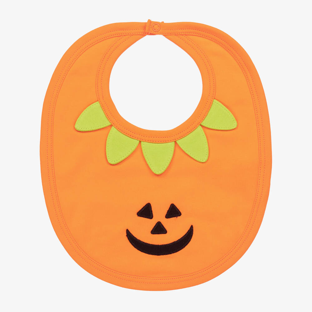 Kissy Kissy - Orange Pima Cotton Hello Halloween Bib | Childrensalon
