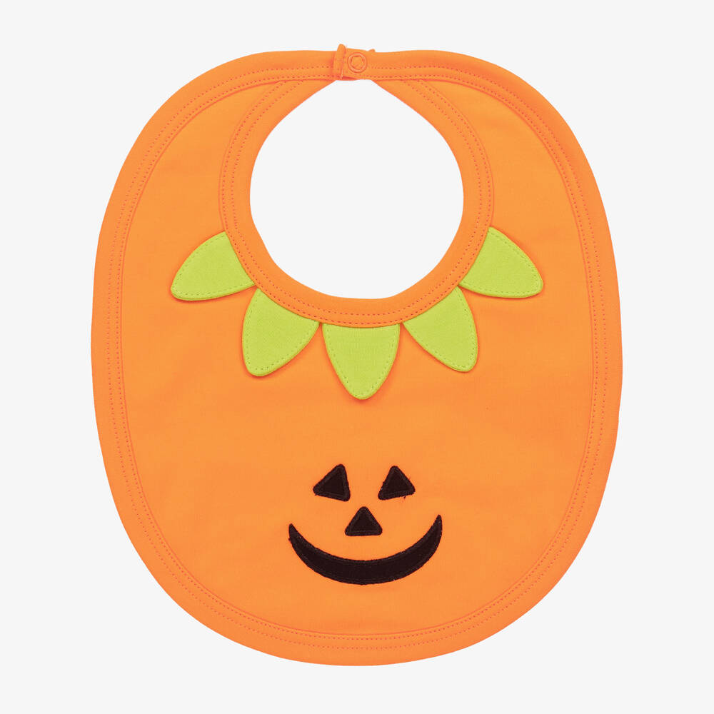 Kissy Kissy-Orange Pima Cotton Hello Halloween Bib | Childrensalon Outlet
