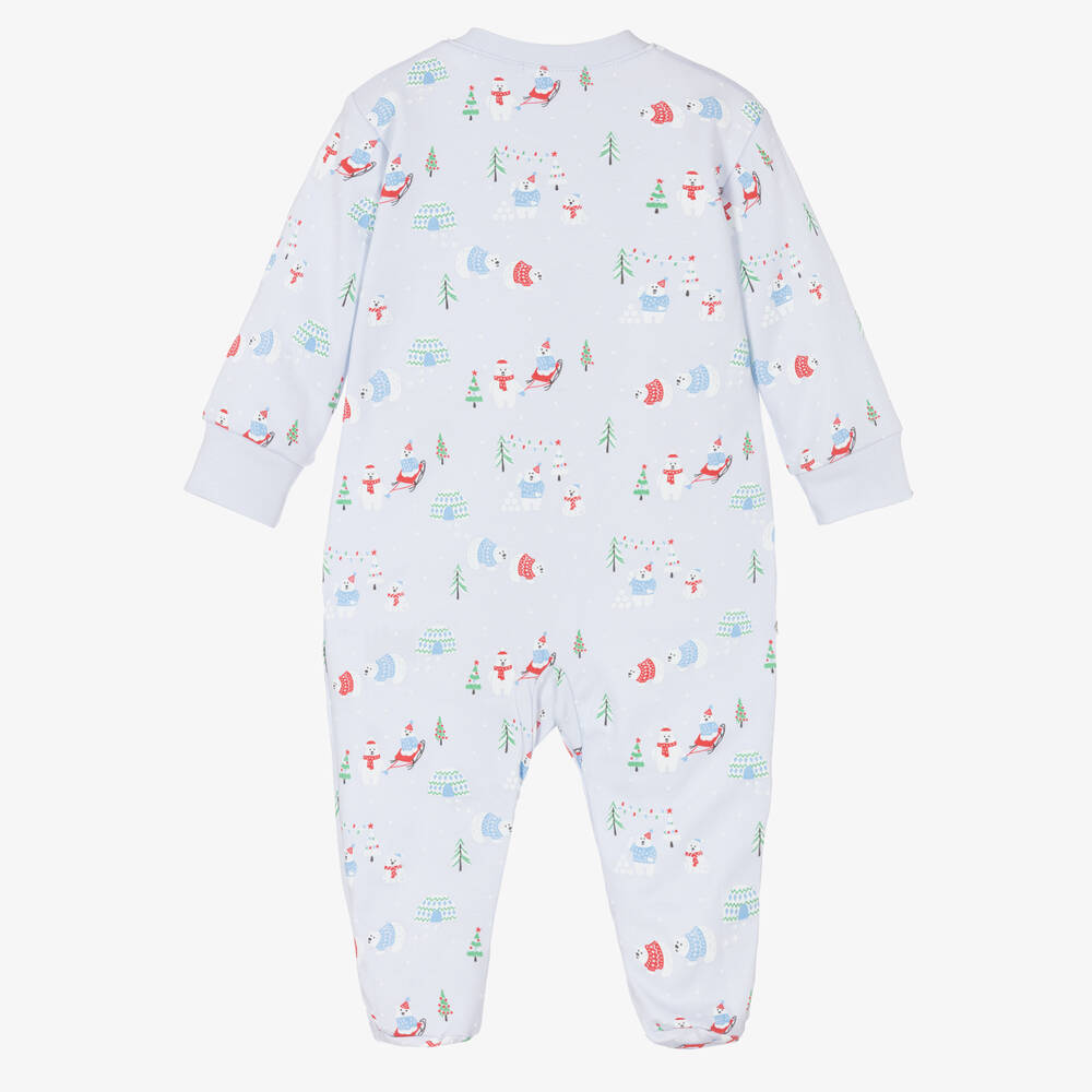 Kissy Kissy-Pale Blue Pima Cotton Babygrow | Childrensalon Outlet