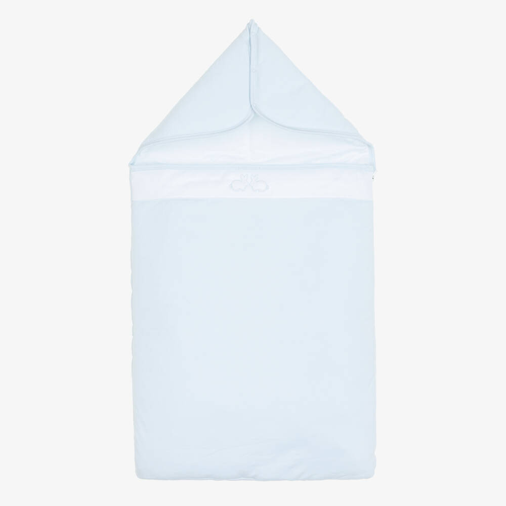 Kissy Kissy-Pale Blue Pima Cotton Pique Twin Bunnies Nest (78cm) | Childrensalon Outlet