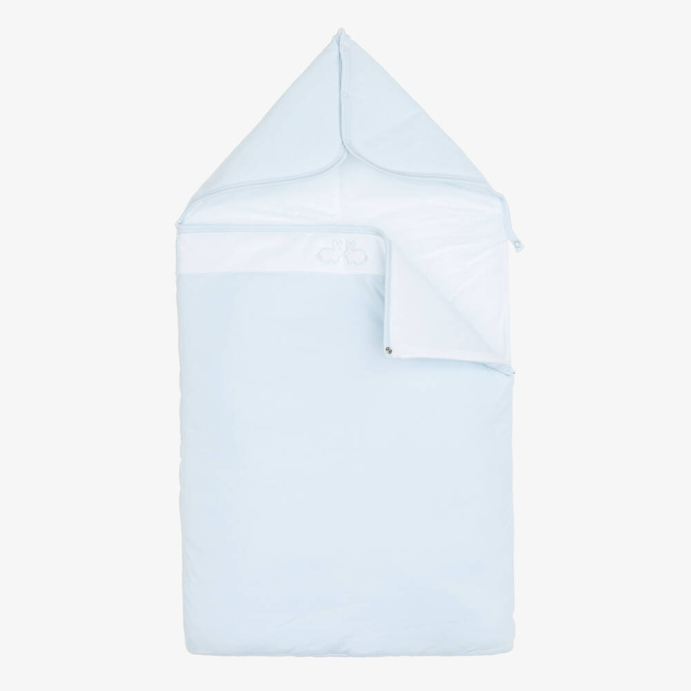 Kissy Kissy-Pale Blue Pima Cotton Pique Twin Bunnies Nest (78cm) | Childrensalon Outlet