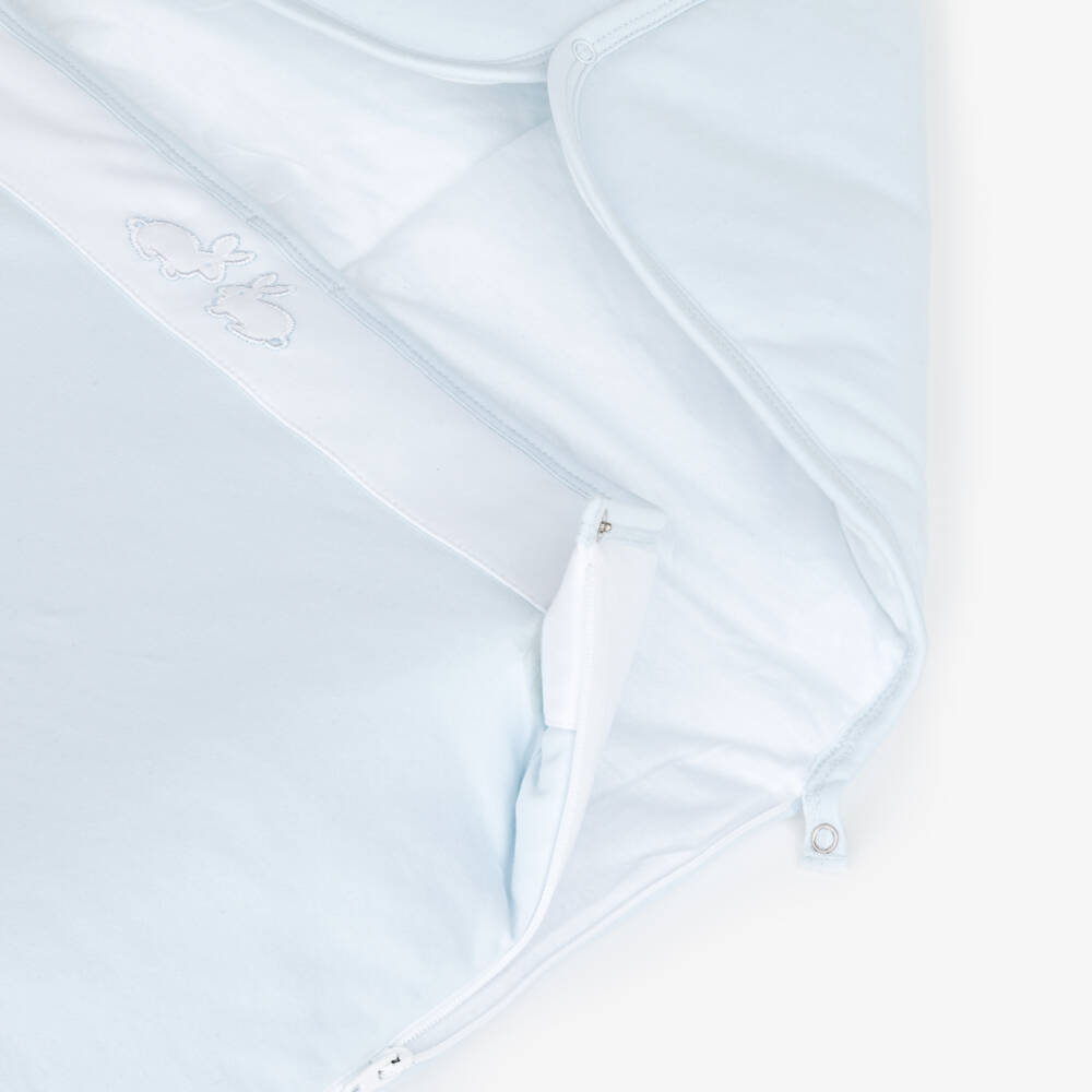 Kissy Kissy-Pale Blue Pima Cotton Pique Twin Bunnies Nest (78cm) | Childrensalon Outlet