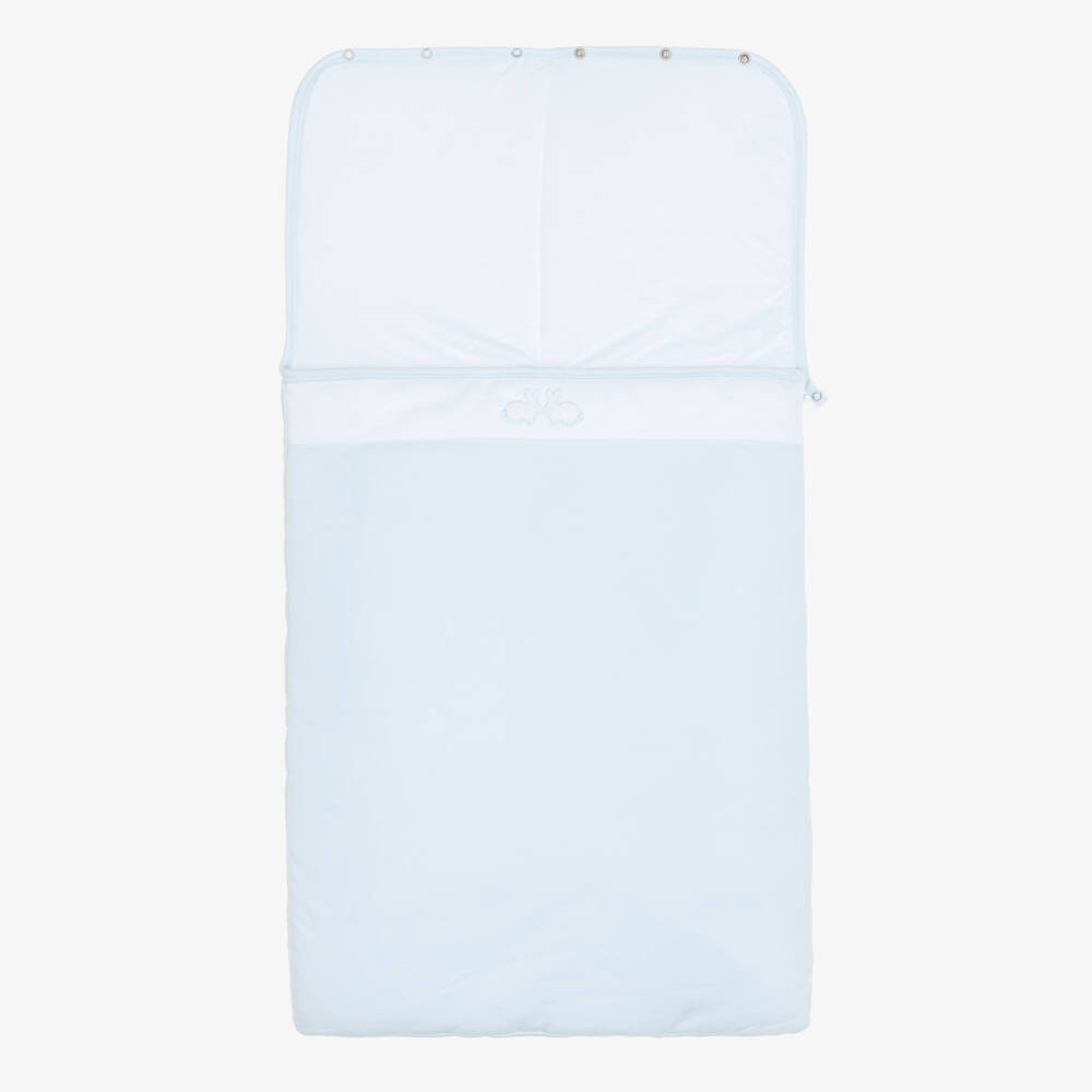 Kissy Kissy-Pale Blue Pima Cotton Pique Twin Bunnies Nest (78cm) | Childrensalon Outlet