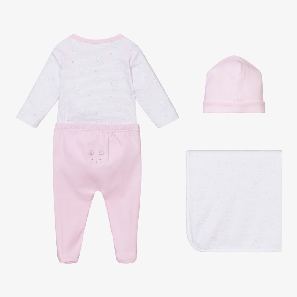 Kissy Kissy-Pale Pink Bear Babygrow Set | Childrensalon Outlet