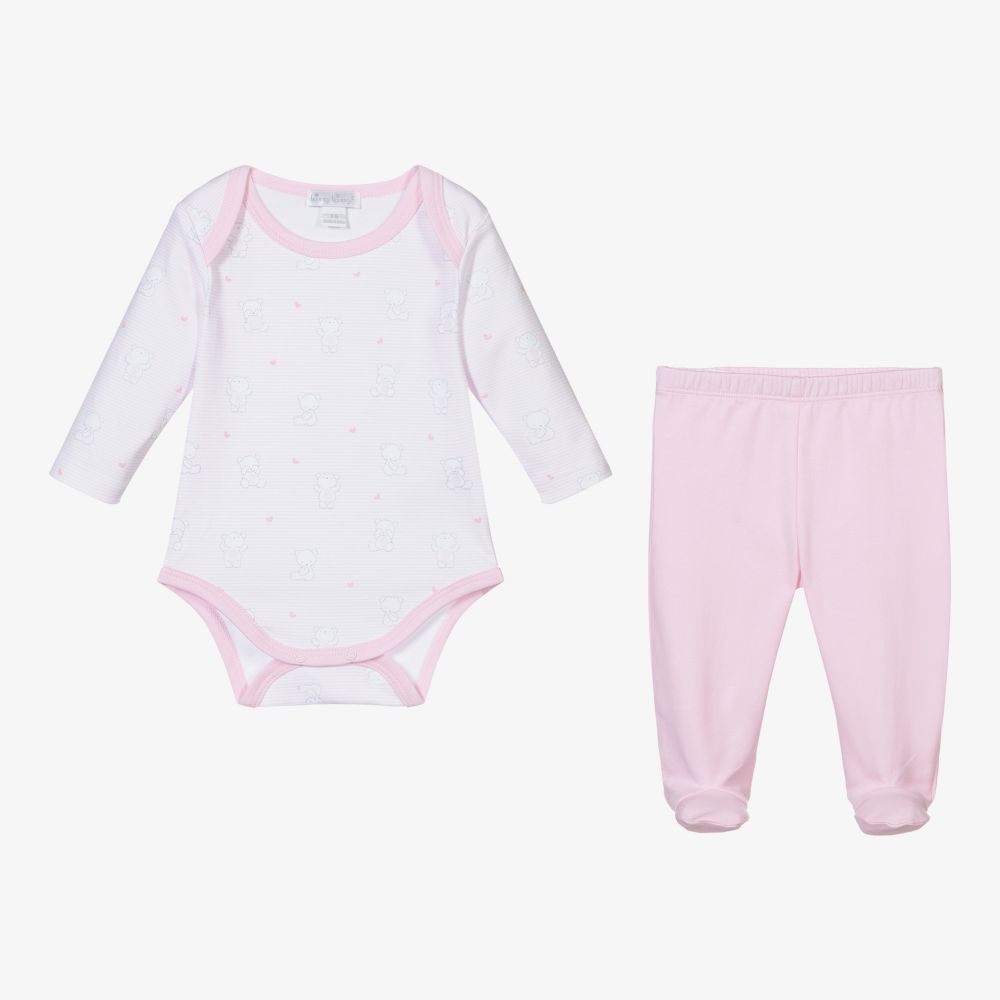 Kissy Kissy-Pale Pink Bear Babygrow Set | Childrensalon Outlet