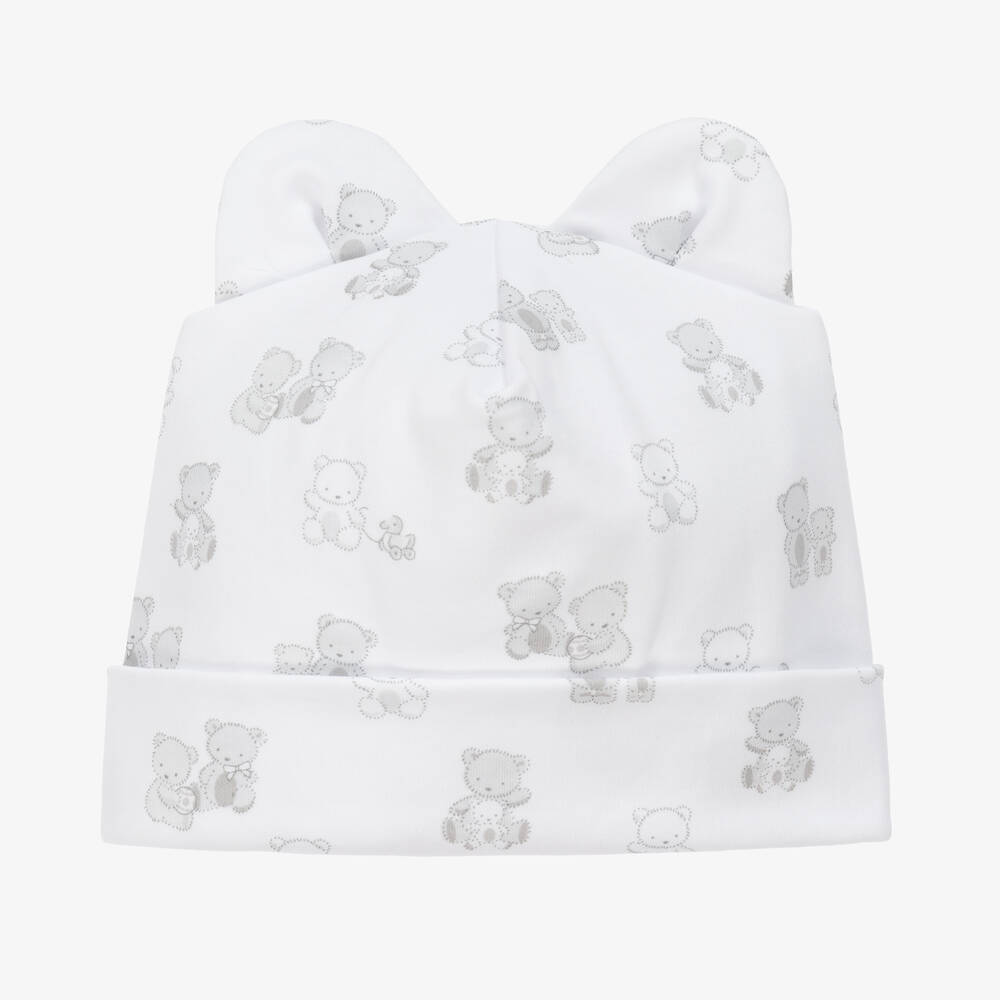 Kissy Kissy - قبعة قطن بيما لون أبيض ورمادي للأطفال | Childrensalon