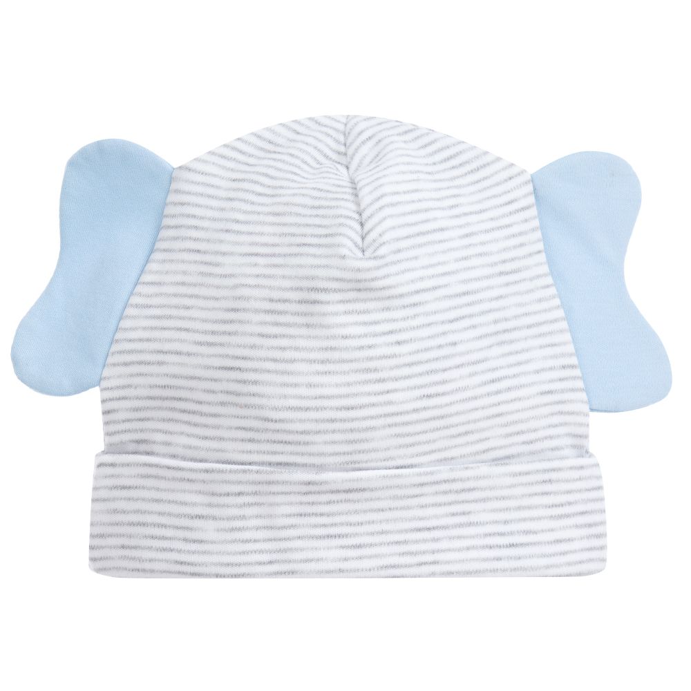 كيسي كيسي-قبعة قطن بيما لون أبيض ورمادي للأطفال | Childrensalon Outlet