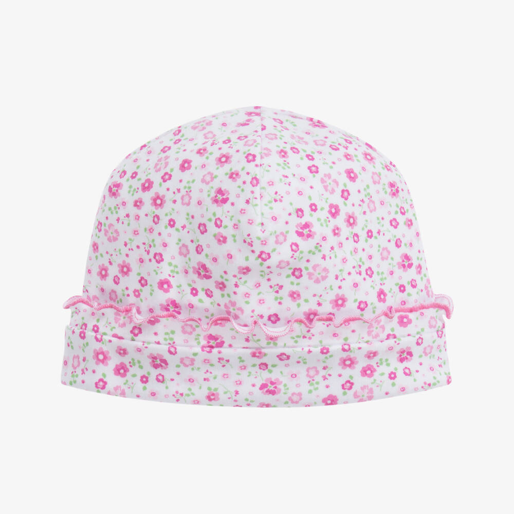 Kissy Kissy-قبعة قطن بيما لون أبيض وزهري للمولودات | Childrensalon Outlet