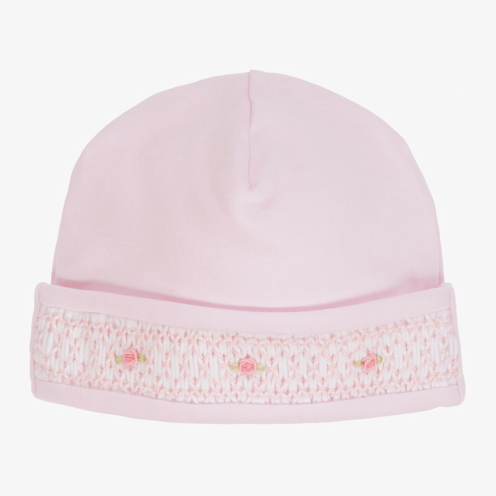 Kissy Kissy - Розовая шапка из хлопка пима с присборенной вышивкой | Childrensalon