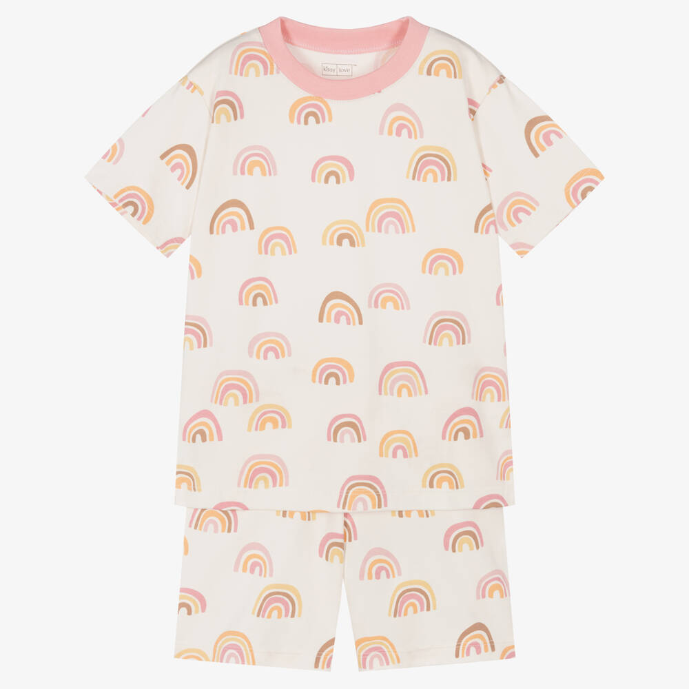 Kissy Kissy Kissy Love - Pima Cotton Rainbow Pyjamas | Childrensalon