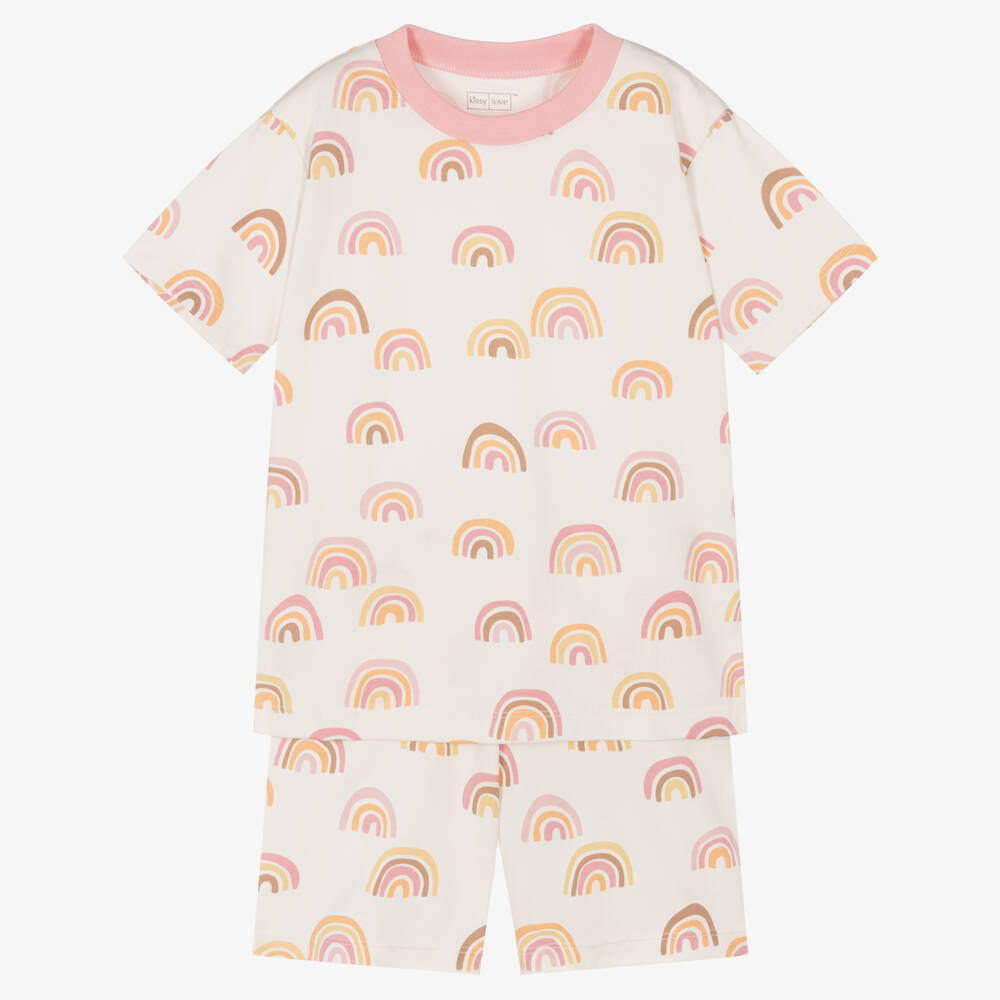 Kissy Kissy Kissy Love - Schlafanzug aus Pima-Baumwolle mit Regenbogen-Print | Childrensalon