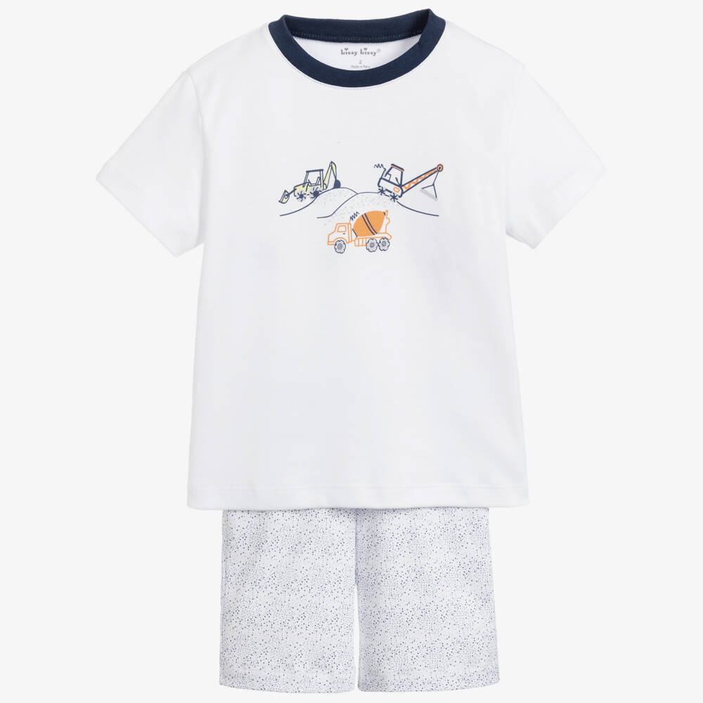 Kissy Kissy-بيجاما شورت قطن بيما لون أبيض للأولاد | Childrensalon Outlet