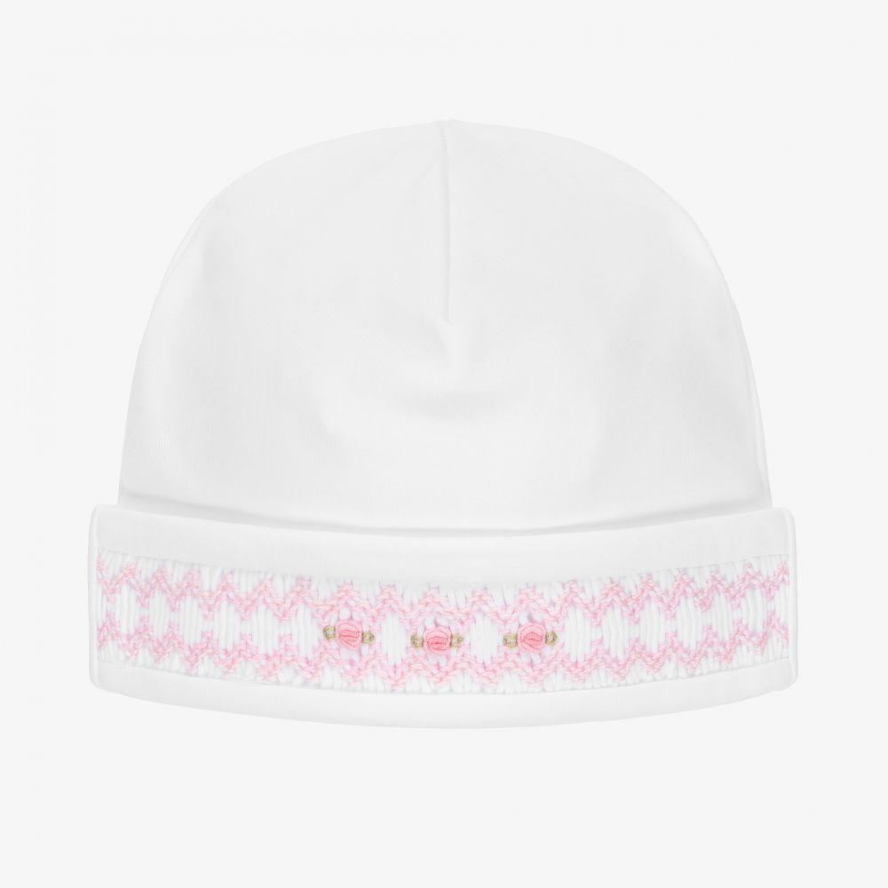 Kissy Kissy - قبعة سموكينغ قطن بيما أبيض وزهري للرضيعات | Childrensalon