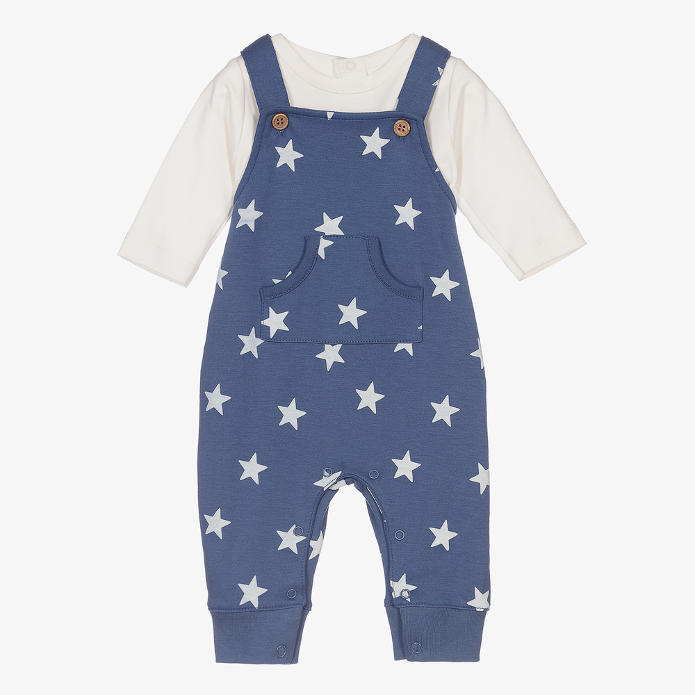 Kissy Kissy - Pima Cotton Star Dungarees Set | Childrensalon