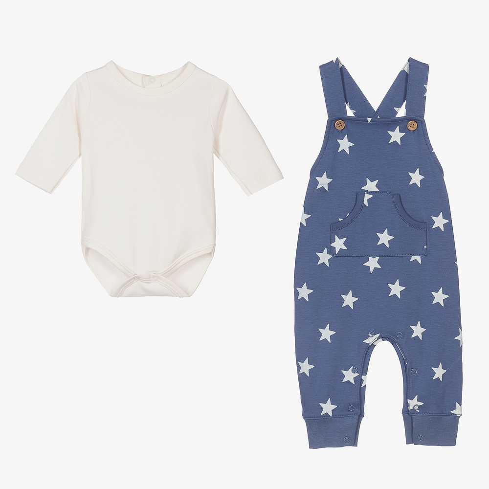 Kissy Kissy-Pima Cotton Star Dungarees Set | Childrensalon Outlet