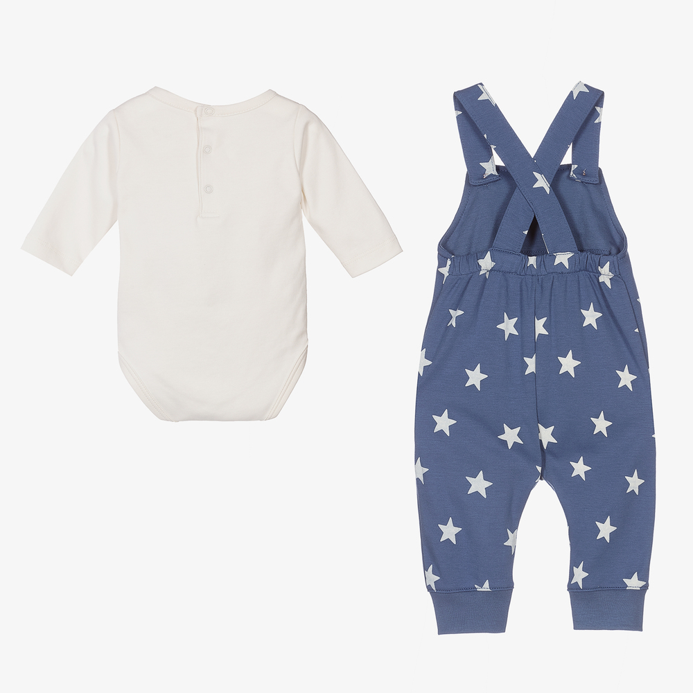 Kissy Kissy-Pima Cotton Star Dungarees Set | Childrensalon Outlet