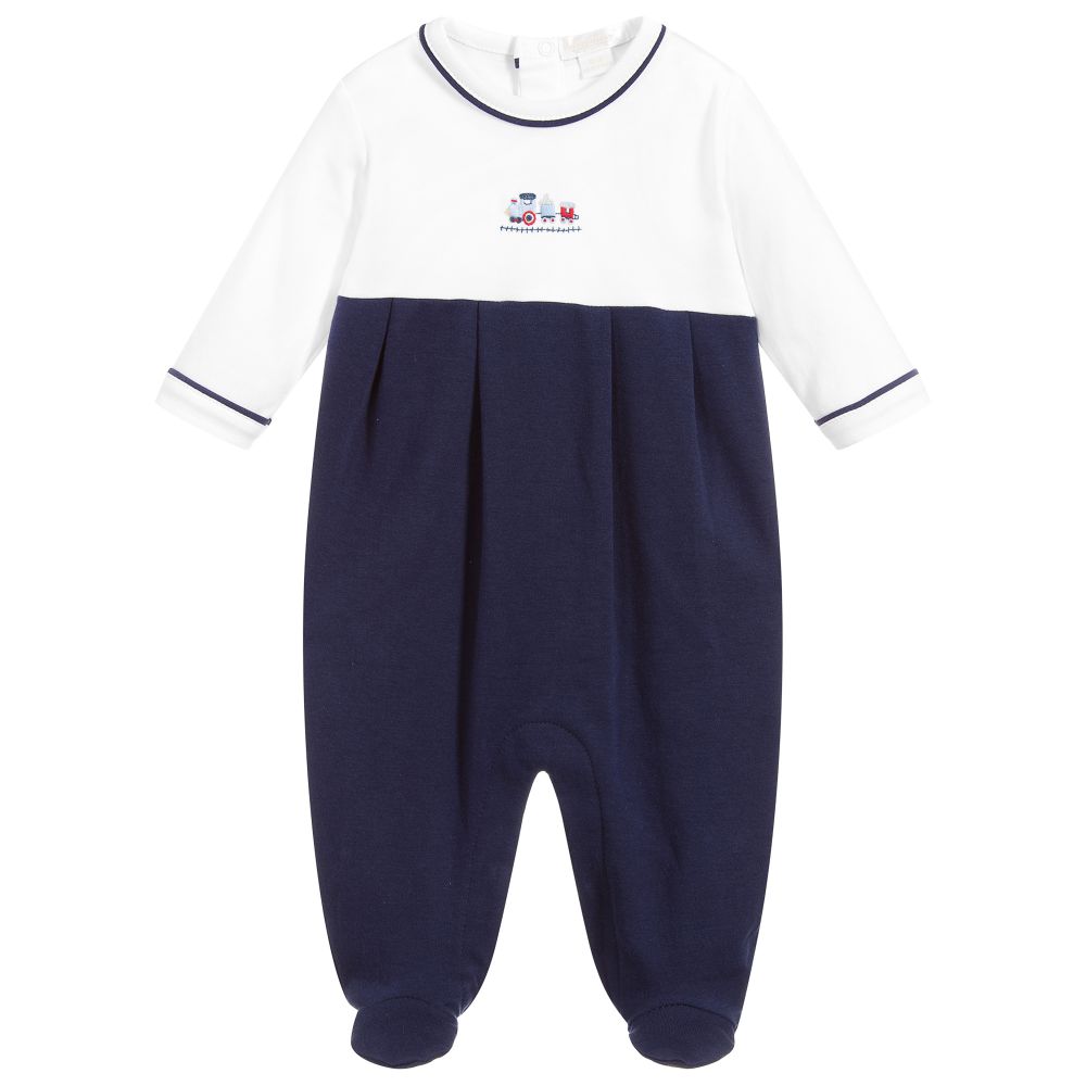 Kissy Kissy - Pima Cotton Train Babygrow | Childrensalon