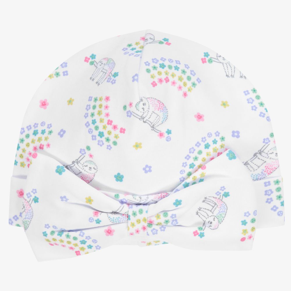 Kissy Kissy - Bonnet blanc en coton Pima Paresseux | Childrensalon