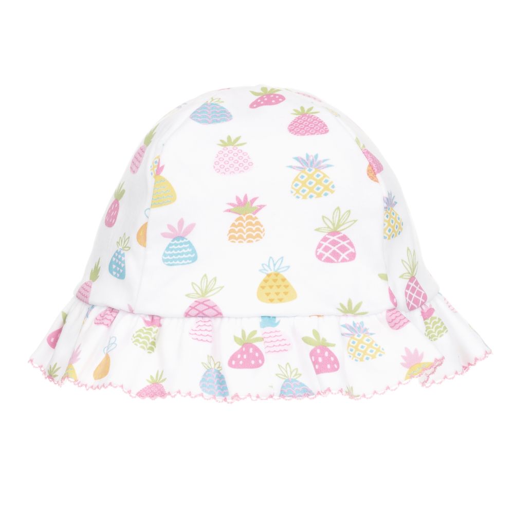 Kissy Kissy-قبعة قطن بيما لون أبيض بطبعة ملونة للمولودات | Childrensalon Outlet
