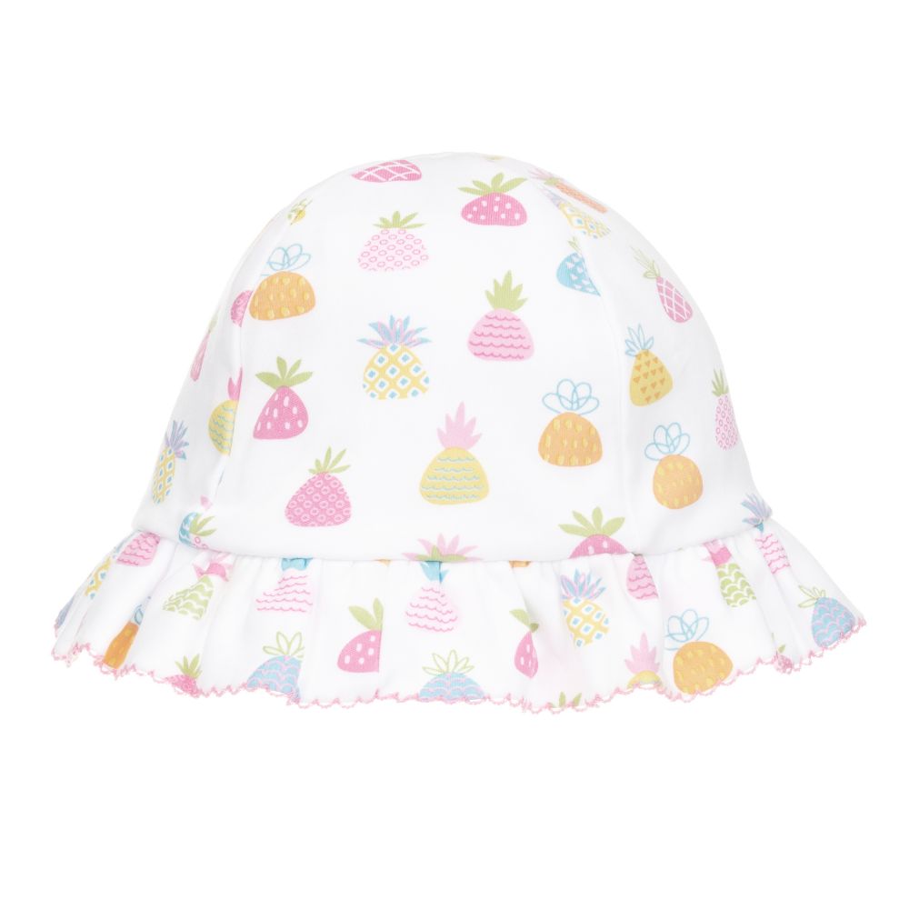 Kissy Kissy - قبعة قطن بيما لون أبيض بطبعة ملونة للمولودات | Childrensalon