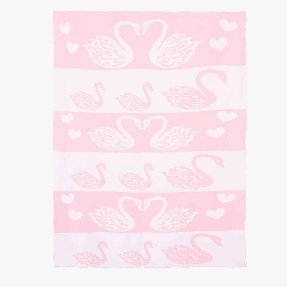 Kissy Kissy-Pink Cotton Swan Blanket (96cm) | Childrensalon Outlet