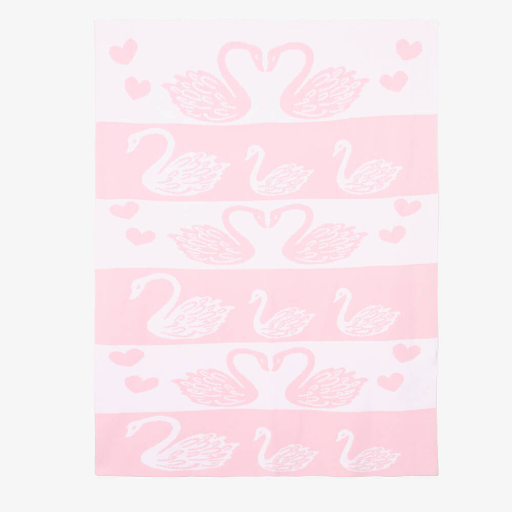 Kissy Kissy - Pink Cotton Swan Blanket (96cm) | Childrensalon