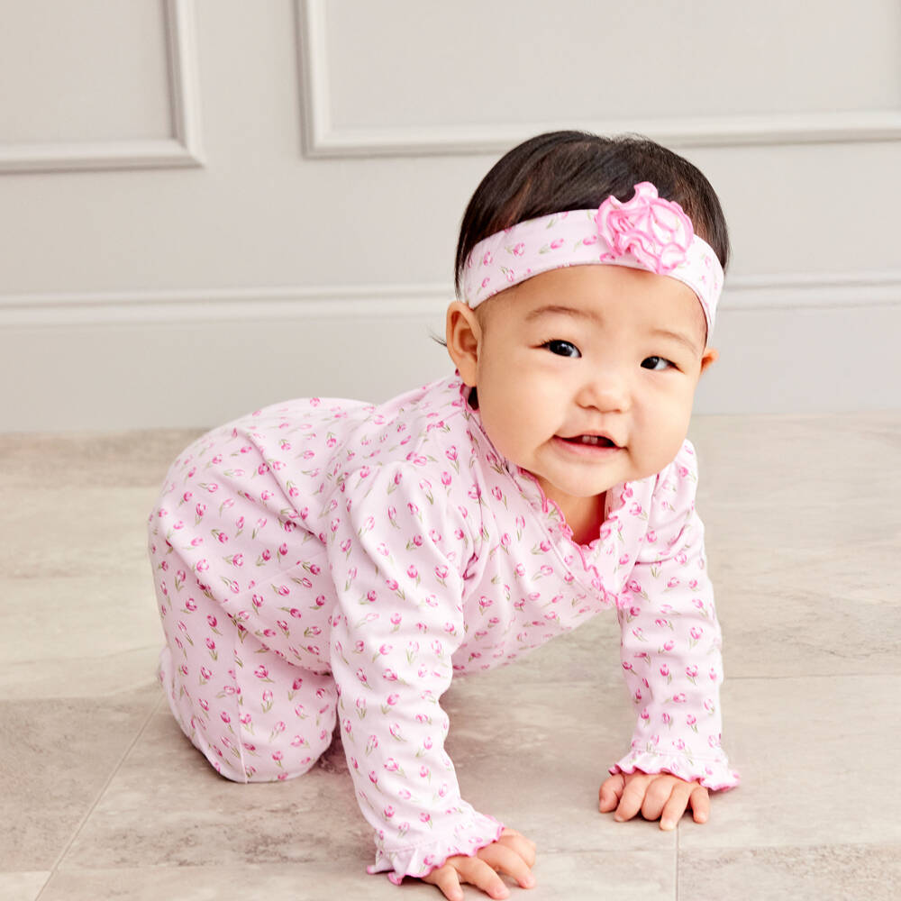 Kissy Kissy-Pink Cotton Tulip Dream Babygrow | Childrensalon Outlet