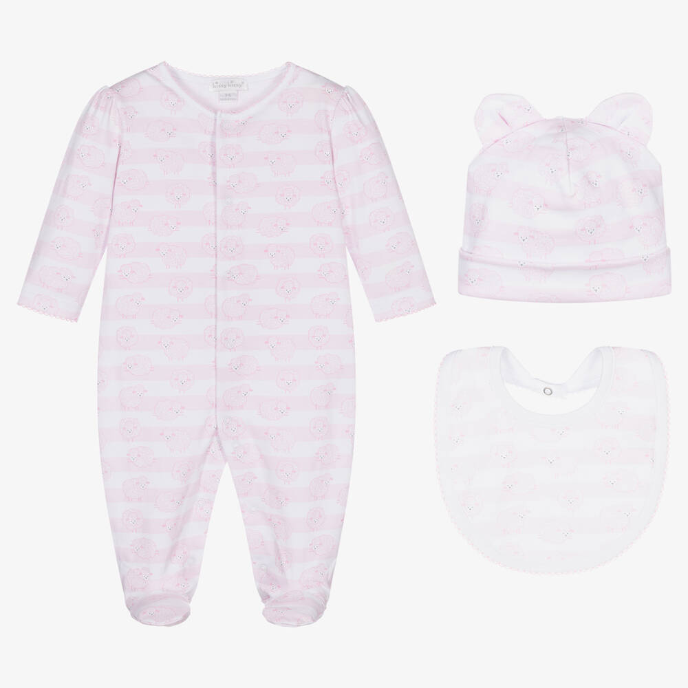 Kissy Kissy - Pink Lambs Cotton Babygrow Set | Childrensalon