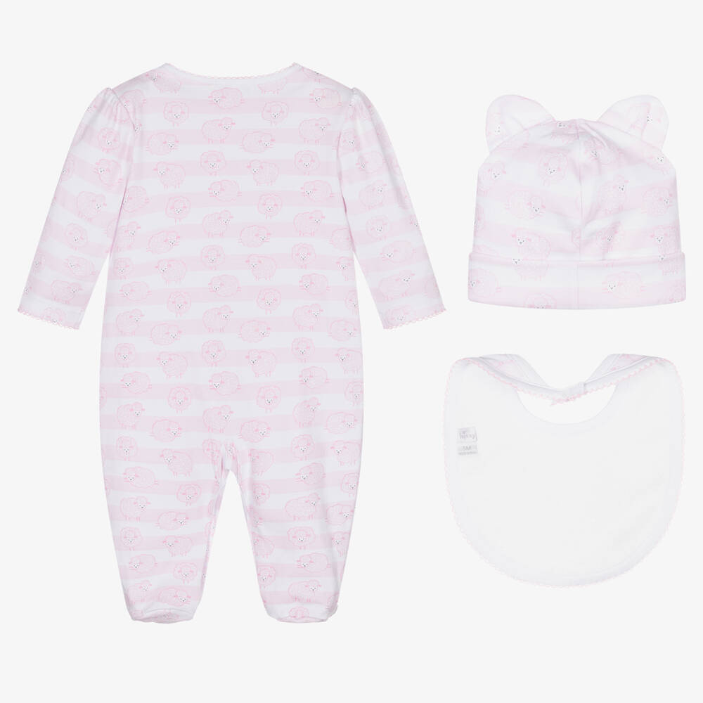 Kissy Kissy-Pink Lambs Cotton Babygrow Set | Childrensalon Outlet