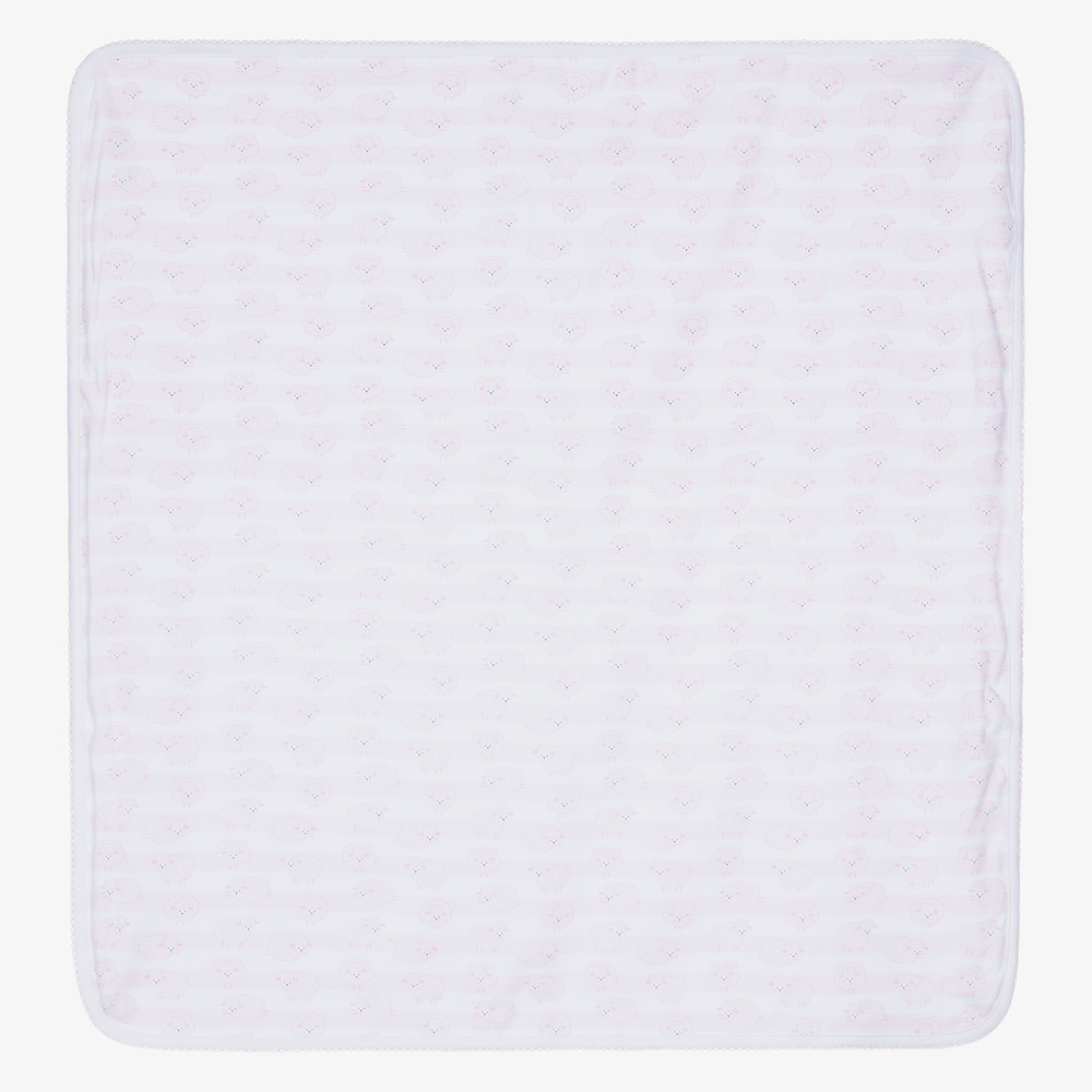 Kissy Kissy - Pink Lambs Cotton Blanket (73cm) | Childrensalon