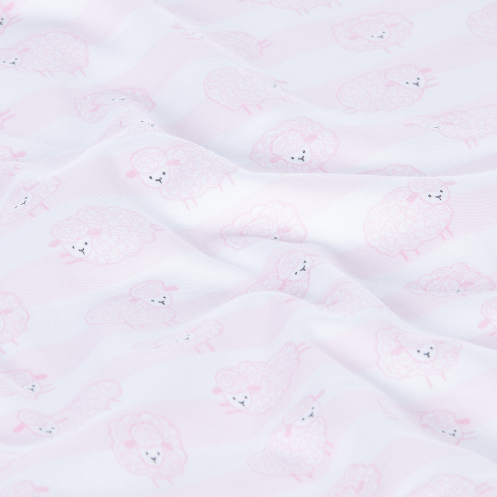 Kissy Kissy-Pink Lambs Cotton Blanket (73cm) | Childrensalon Outlet