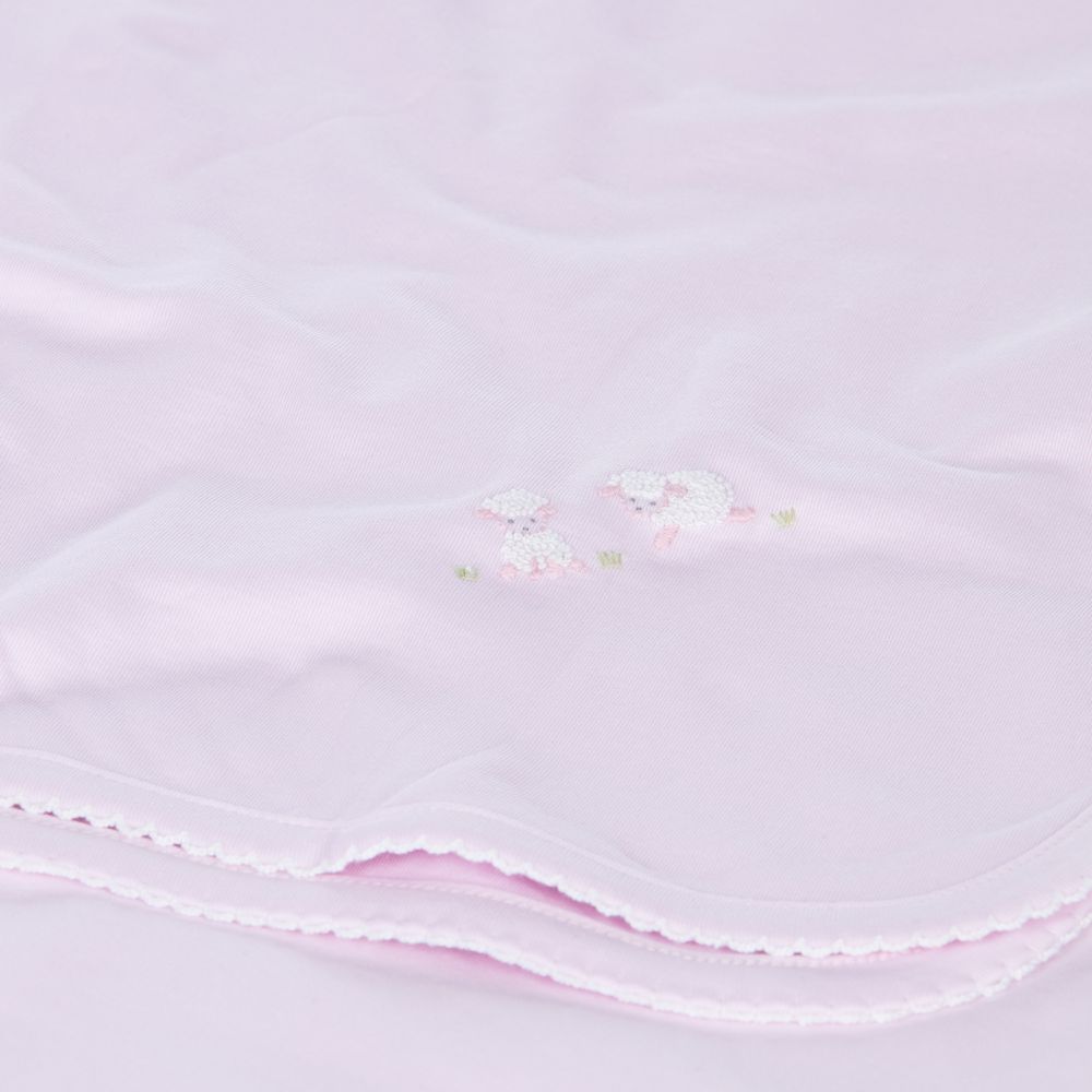 Kissy Kissy-Pink Lamby Cotton Blanket (73cm) | Childrensalon Outlet
