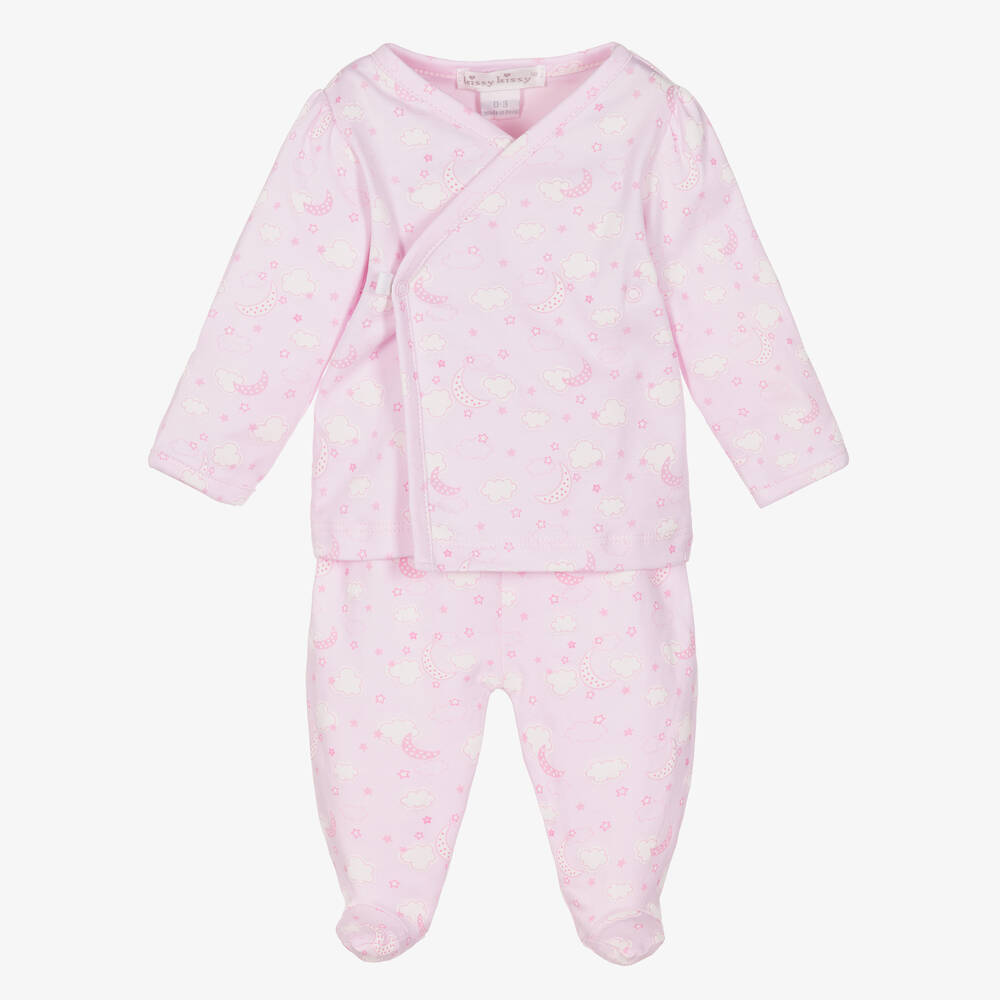 Kissy Kissy - Pink Night Clouds 2 Piece Babygrow | Childrensalon