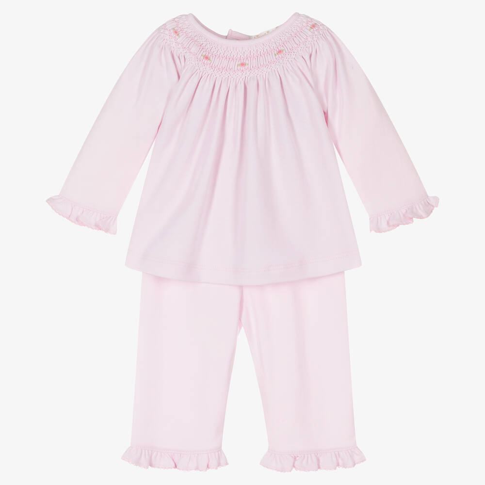 Kissy Kissy-Розовый топ и штанишки из хлопка пима с вышивкой бишоп | Childrensalon Outlet