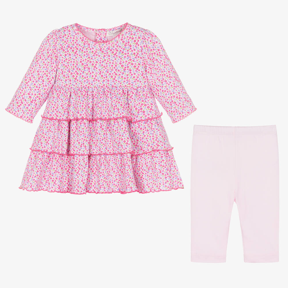 Kissy Kissy-Розовое платье в цветочек и легинсы из хлопка пима | Childrensalon Outlet
