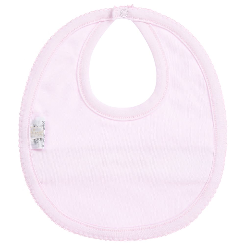 كيسي كيسي-مريلة قطن بيما مطرز لون زهري للمولودات | Childrensalon Outlet