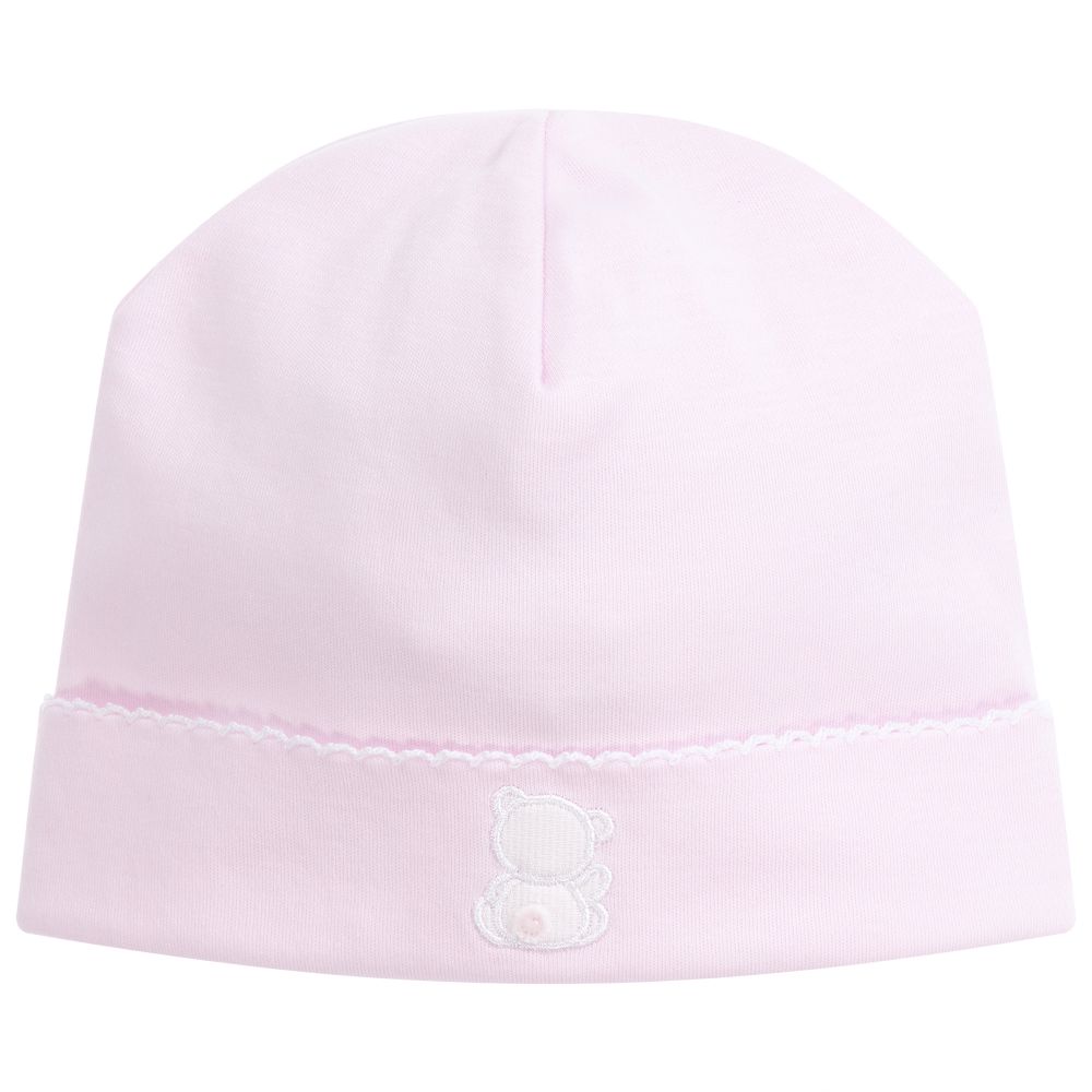 Kissy Kissy - Bonnet rose en coton Pima à ourson | Childrensalon