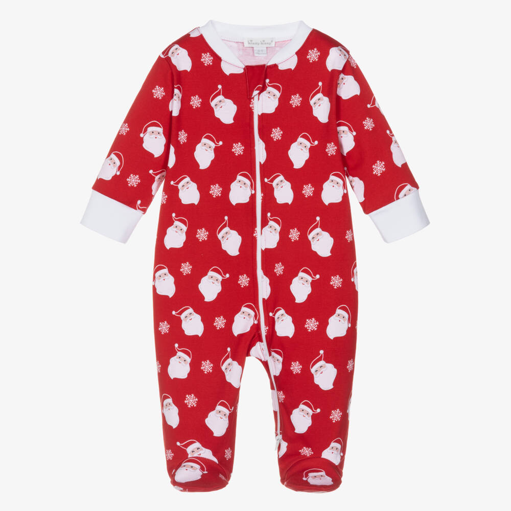 Kissy Kissy-pjsmilsnta' Red Santa Print Babygrow With Feet  | Childrensalon Outlet
