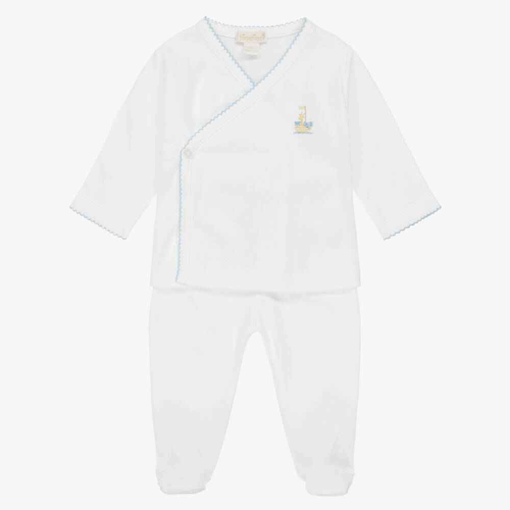 Kissy Kissy-prmrnoahrk' White Giraffe Print 2 Piece Babygrow | Childrensalon Outlet