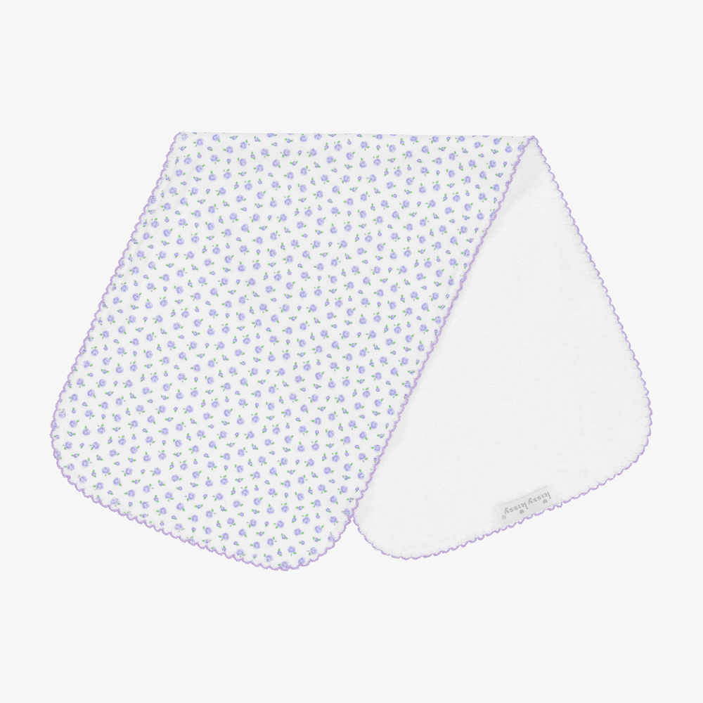 Kissy Kissy - Фиолетовое полотенце для кормления с розовыми бутонами (47см) | Childrensalon