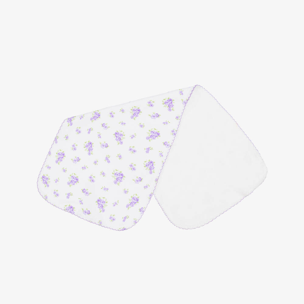 Kissy Kissy-Purple Roses and Blooms Pima Cotton Burp Cloth (48cm) | Childrensalon Outlet