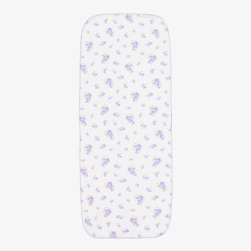 Kissy Kissy-Purple Roses and Blooms Pima Cotton Burp Cloth (48cm) | Childrensalon Outlet