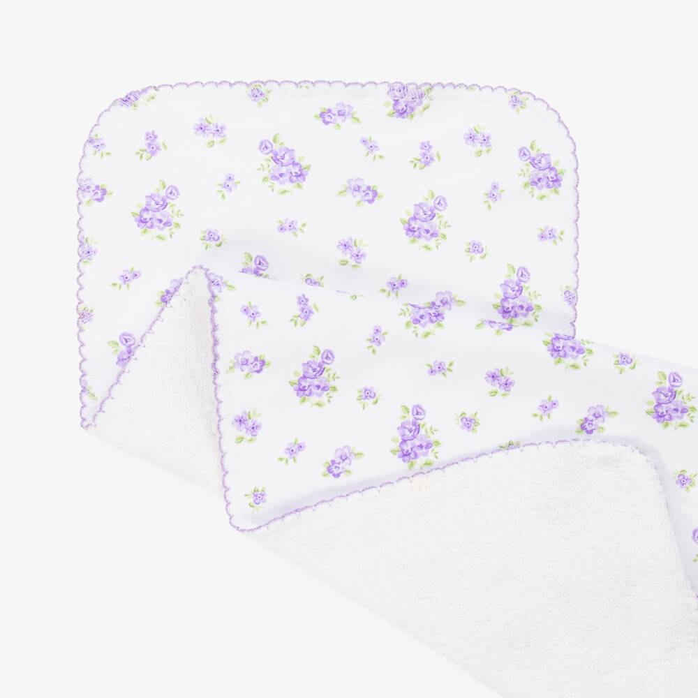 Kissy Kissy-Purple Roses and Blooms Pima Cotton Burp Cloth (48cm) | Childrensalon Outlet