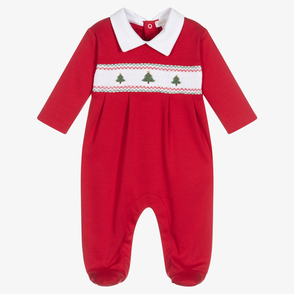 Kissy Kissy - Red Festive Pima Babygrow | Childrensalon