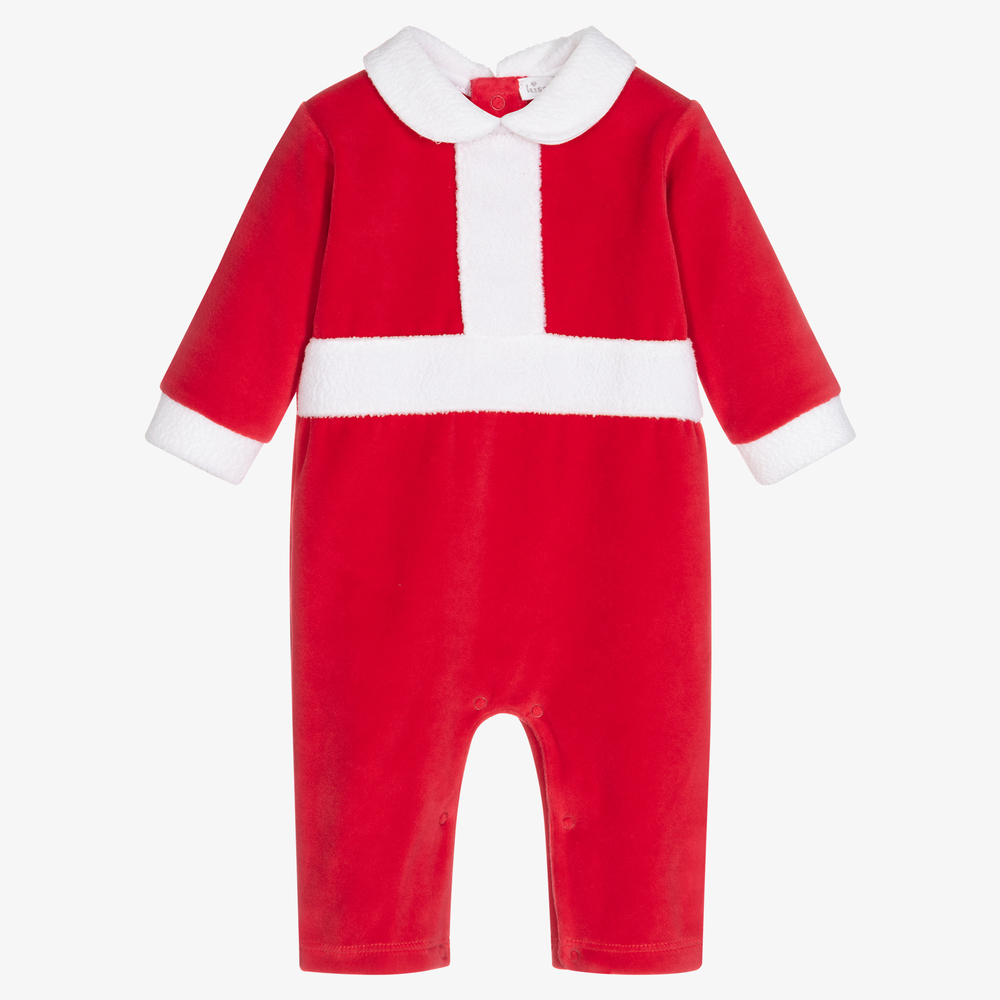 Kissy Kissy - Red Jingle Velour Romper | Childrensalon