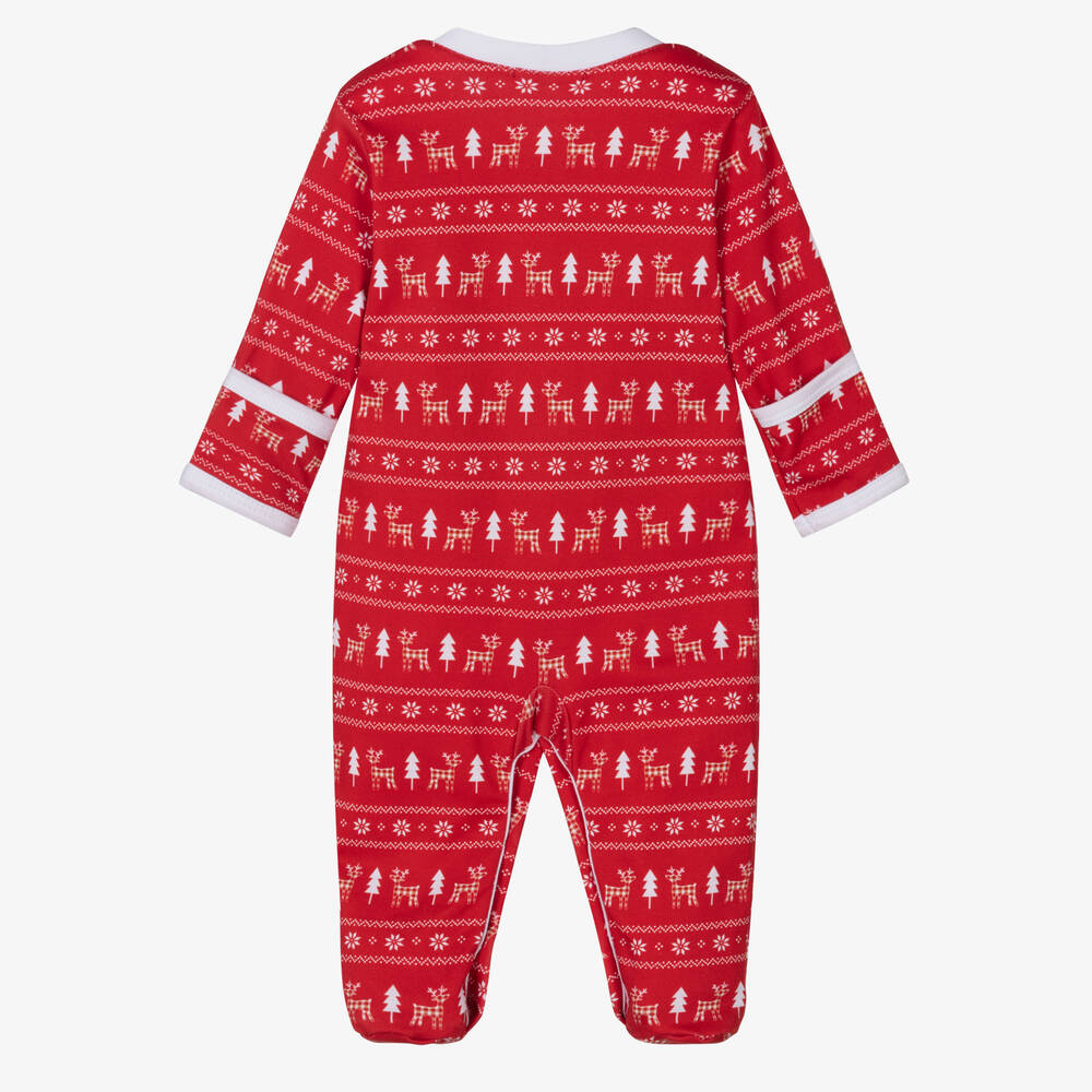 Kissy Kissy-Red Reindeer Checks Pima Cotton Babygrow | Childrensalon Outlet