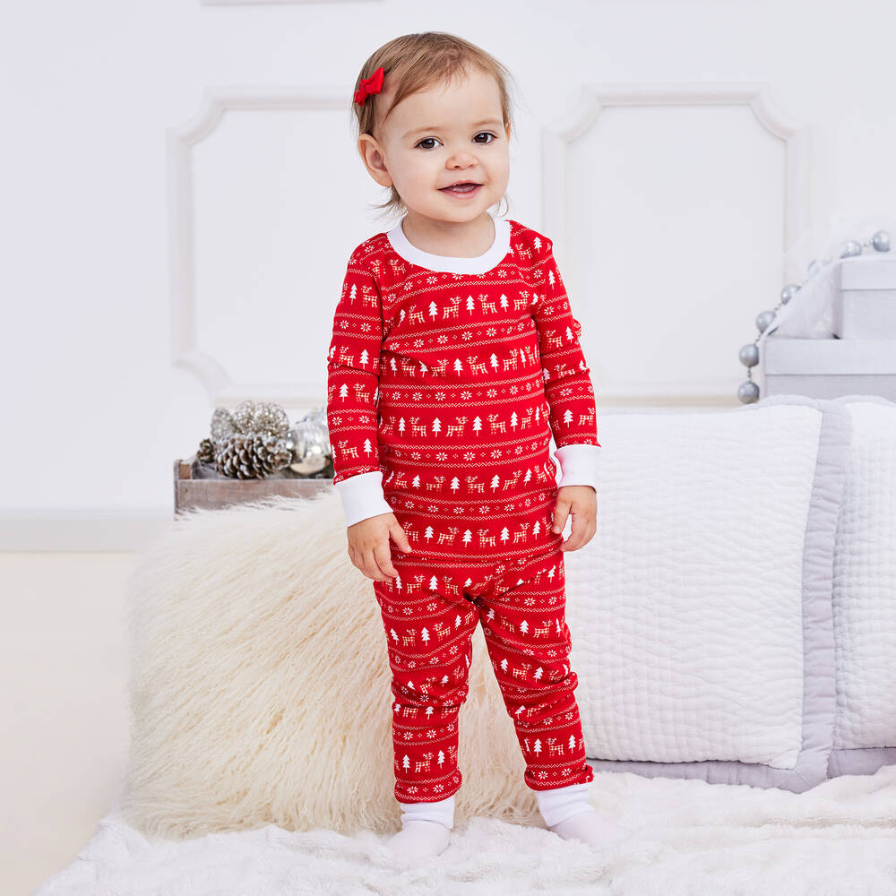 Kissy Kissy-بيجاما قطن بيما لون أبيض وأحمر | Childrensalon Outlet