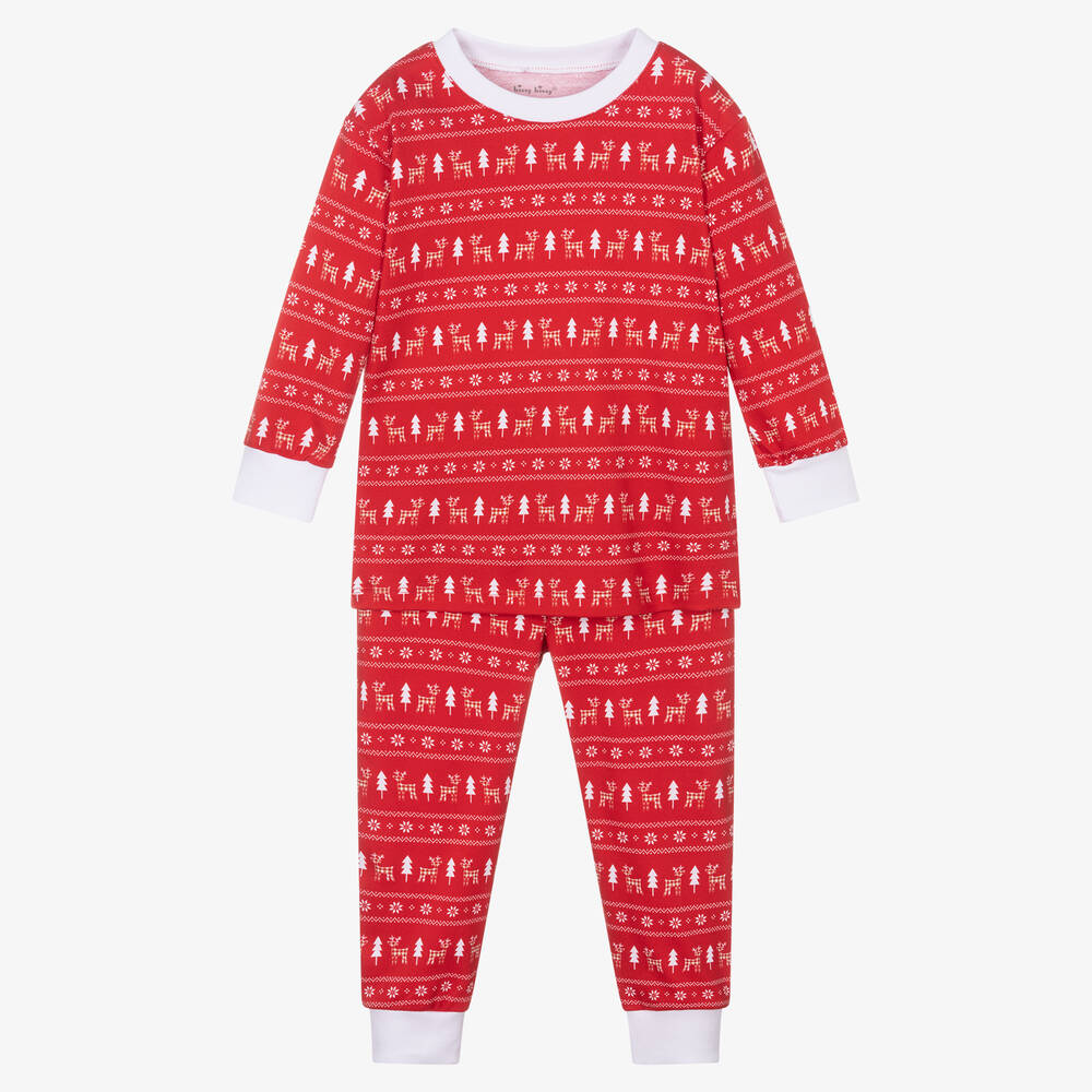 Kissy Kissy - Red Reindeer Checks Pima Cotton Pyjamas | Childrensalon