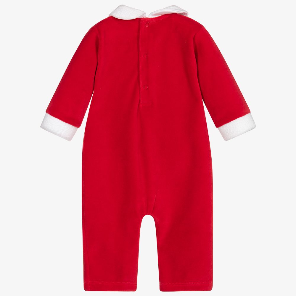 Kissy Kissy-Red Santa Velour Babygrow | Childrensalon Outlet