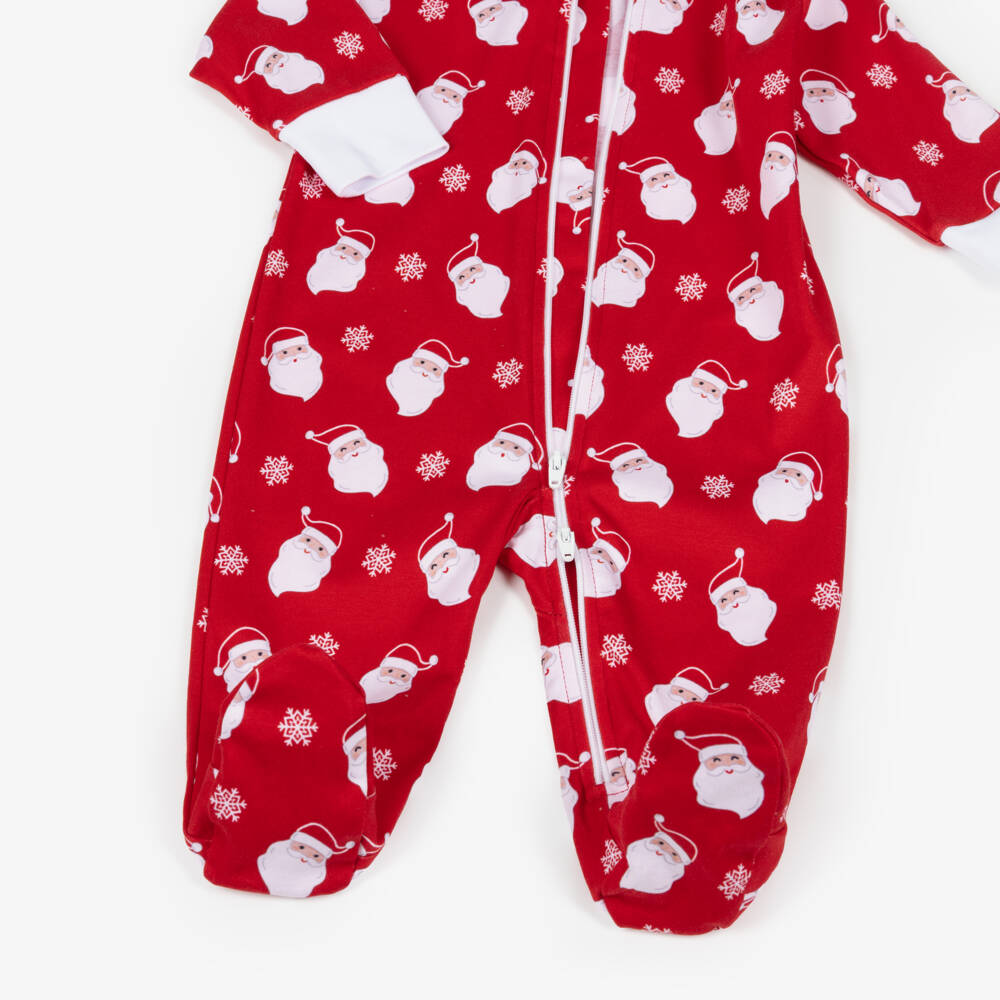 Kissy Kissy-Red Smiling Santas Pima Cotton Babygrow | Childrensalon Outlet